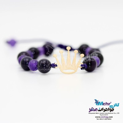 دستبند طلا و سنگ - طرح تاج