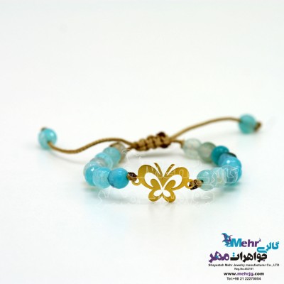 دستبند طلا و سنگ - طرح پروانه