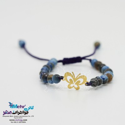 دستبند طلا و سنگ - طرح پروانه