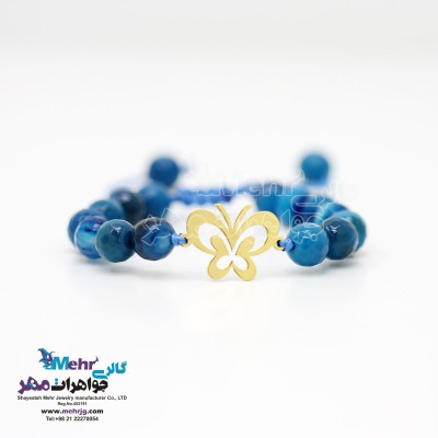 دستبند طلا و سنگ - طرح پروانه