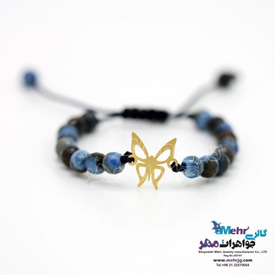 دستبند طلا و سنگ - طرح پروانه