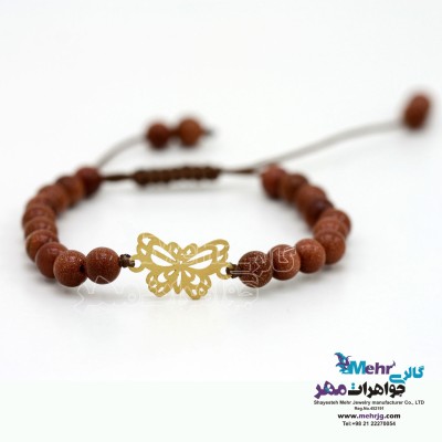 دستبند طلا و سنگ - طرح پروانه