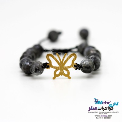دستبند طلا و سنگ - طرح پروانه