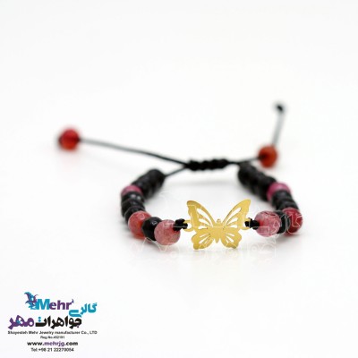دستبند طلا و سنگ - طرح پروانه