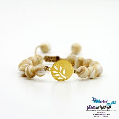 دستبند طلا و سنگ - طرح گندم