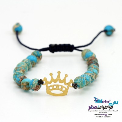 دستبند طلا و سنگ - طرح تاج