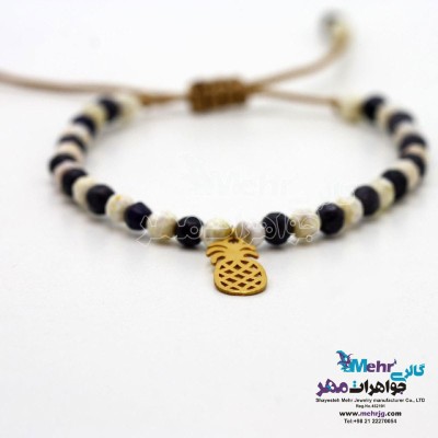 دستبند طلا و مهره - طرح آناناس