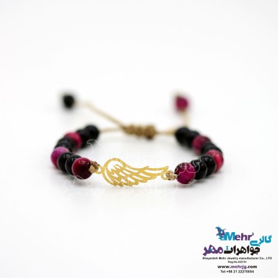 دستبند طلا و سنگ - طرح بال عقاب
