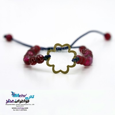 دستبند طلا و سنگ - طرح شبدر چهار برگ