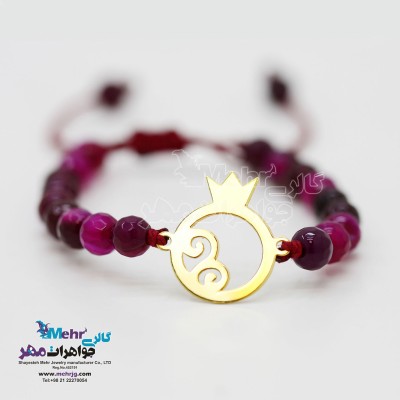دستبند طلا و سنگ - طرح انار