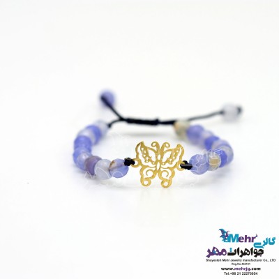 دستبند طلا و سنگ - طرح پروانه