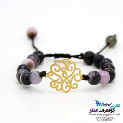 دستبند طلا و سنگ - طرح گل
