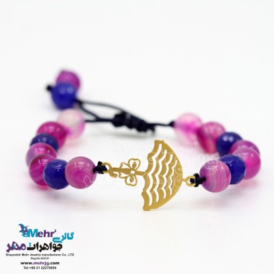 دستبند طلا و سنگ - طرح چتر