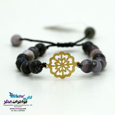 دستبند طلا و سنگ - طرح گل