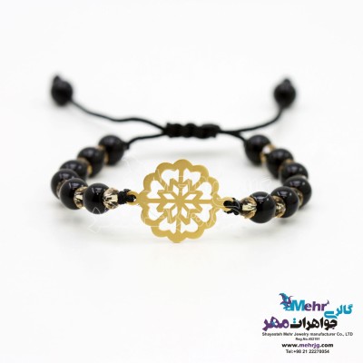 دستبند طلا و سنگ - طرح گل