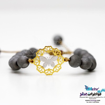 دستبند طلا و سنگ - طرح پروانه