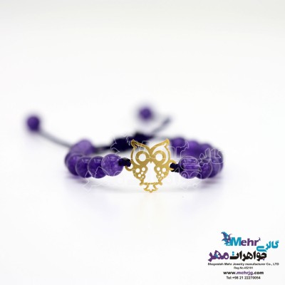 دستبند طلا و سنگ - طرح جغد
