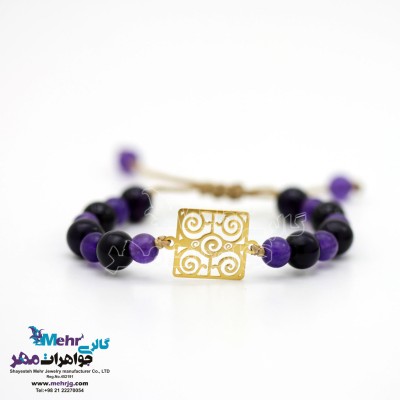 دستبند طلا و سنگ - طرح اسپیرال