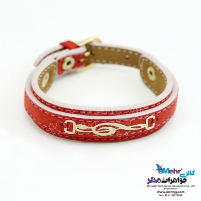 دستبند طلا و چرم - طرح نت سل