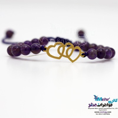 دستبند طلا و سنگ - طرح قلب