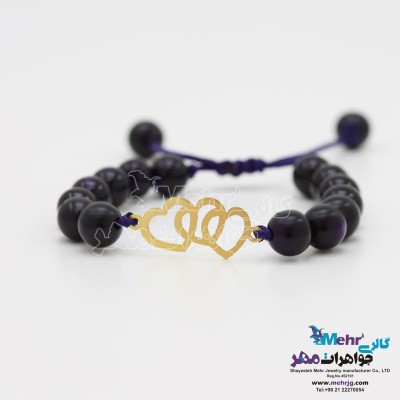 دستبند طلا و سنگ - طرح قلب