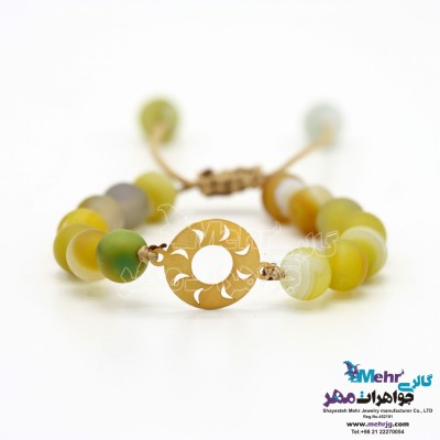 دستبند طلا و سنگ - طرح خورشید