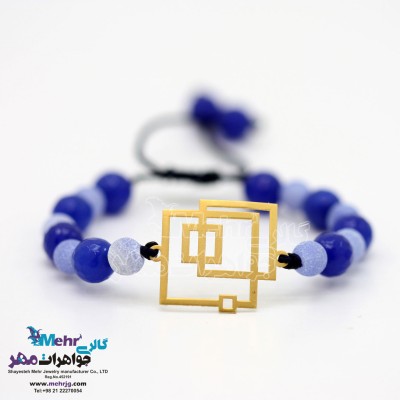 دستبند طلا و سنگ - طرح هندسی