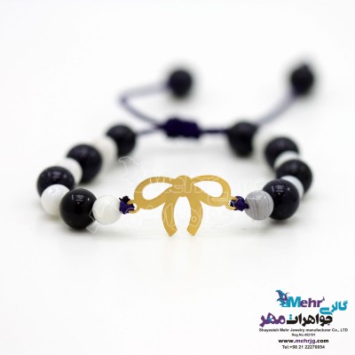 دستبند طلا و سنگ - طرح پاپیون