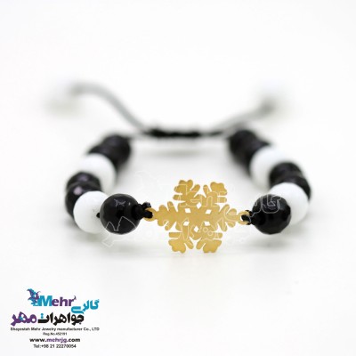 دستبند طلا و سنگ - طرح برف