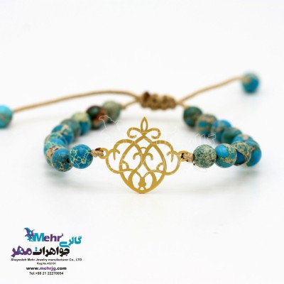 دستبند طلا و سنگ - طرح اسلیمی