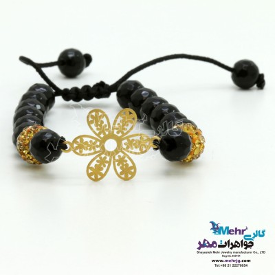 دستبند طلا و سنگ - طرح گل یاسمن