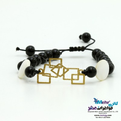 دستبند طلا و سنگ - طرح هندسی