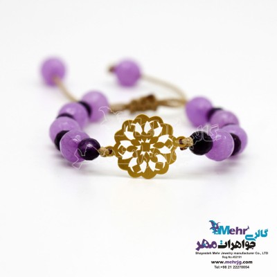 دستبند طلا و سنگ - طرح گل