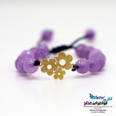 دستبند طلا و سنگ - طرح گل