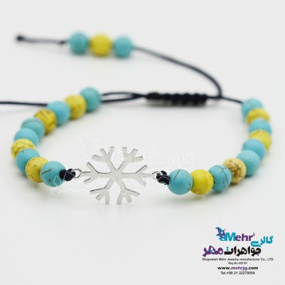 دستبند طلا و سنگ - طرح برف