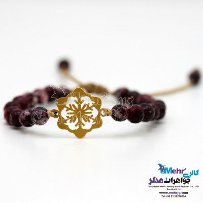 دستبند طلا و سنگ - طرح برف