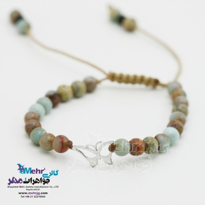 دستبند طلا و سنگ - طرح پروانه