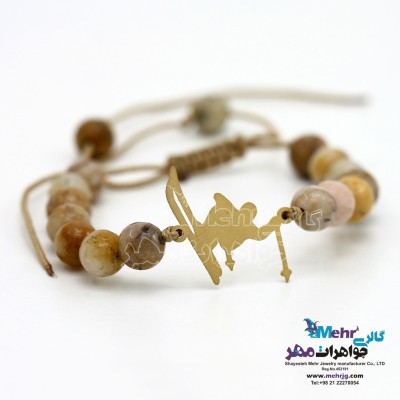 دستبند طلا و سنگ - طرح اسکی باز
