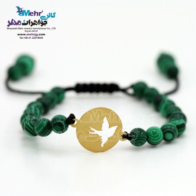 دستبند طلا و سنگ - طرح پرنده