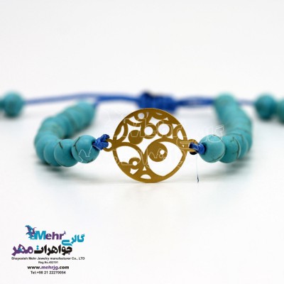 دستبند طلا و سنگ - طرح هندسی
