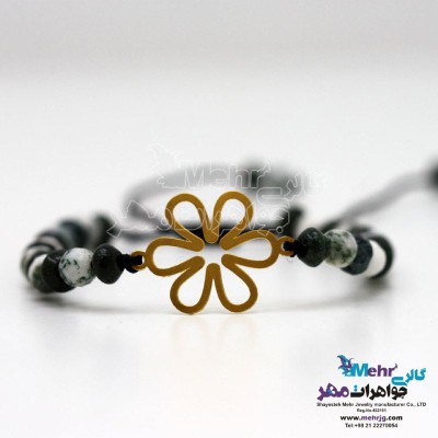 دستبند طلا و سنگ - طرح گل یاسمن