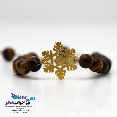 دستبند طلا و سنگ - طرح برف