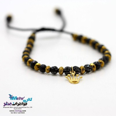 دستبند طلا و مهره - طرح تاج