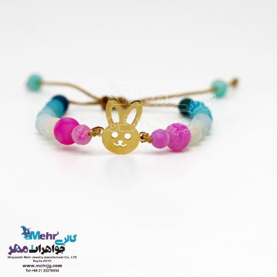 دستبند طلا و سنگ - طرح خرگوش