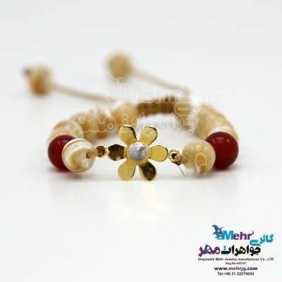 دستبند طلا و سنگ - طرح گل یاسمن