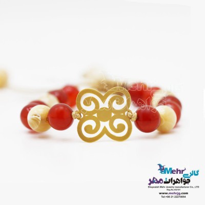 دستبند طلا و سنگ - طرح گل