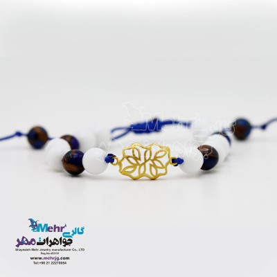 دستبند طلا و سنگ - طرح برگ