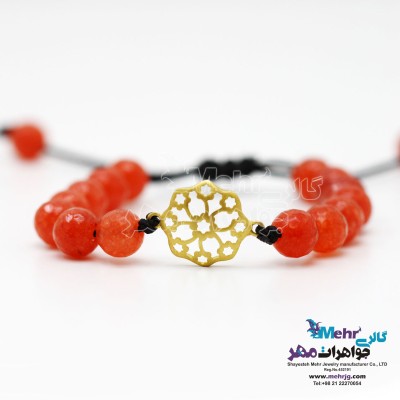 دستبند طلا و سنگ - طرح گل