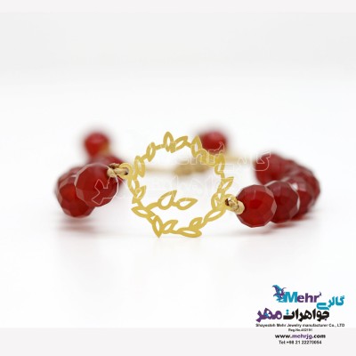 دستبند طلا و سنگ - طرح شاخه و برگ