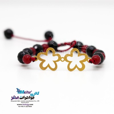 دستبند طلا و سنگ - طرح گل